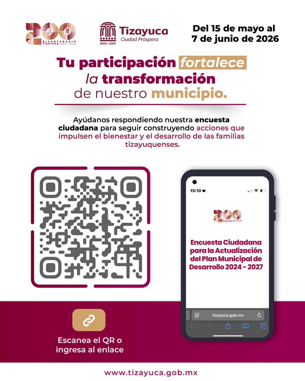 Gobierno de Tizayuca lanza consulta digital para actualizar el Plan Municipal de Desarrollo 2024–2027