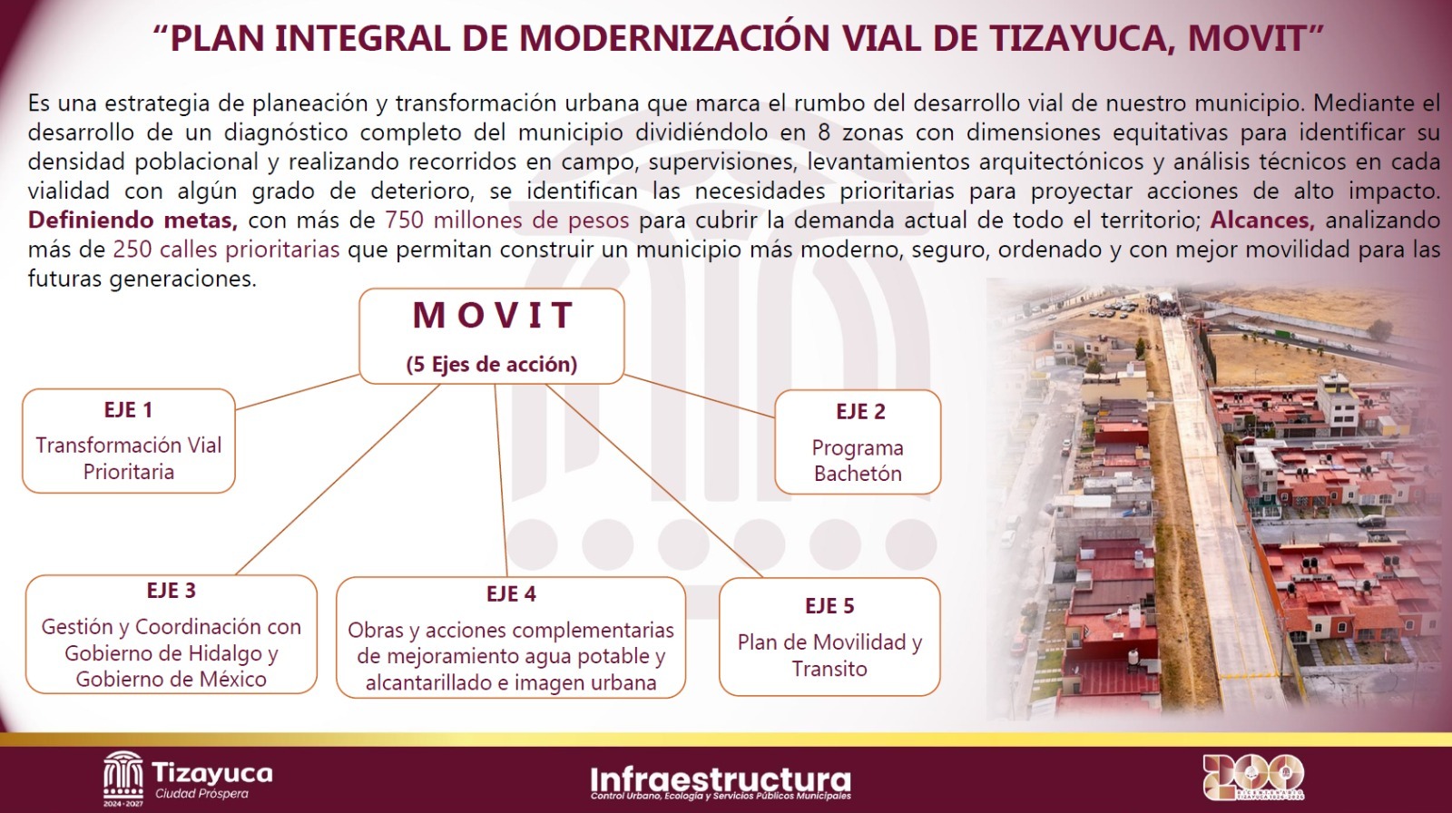 Plan MOVIT busca transformar la infraestructura vial y urbana de Tizayuca con inversión histórica